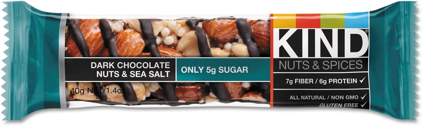Kind 17851 Nuts and Spices Bar, Dark Chocolate Nuts and Sea Salt, 1.4 oz, 12/Box