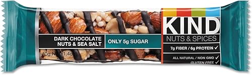 Kind 17851 Barra de nueces y especias, nueces de chocolate negro y sal marina, 1.4 onzas, 12/caja