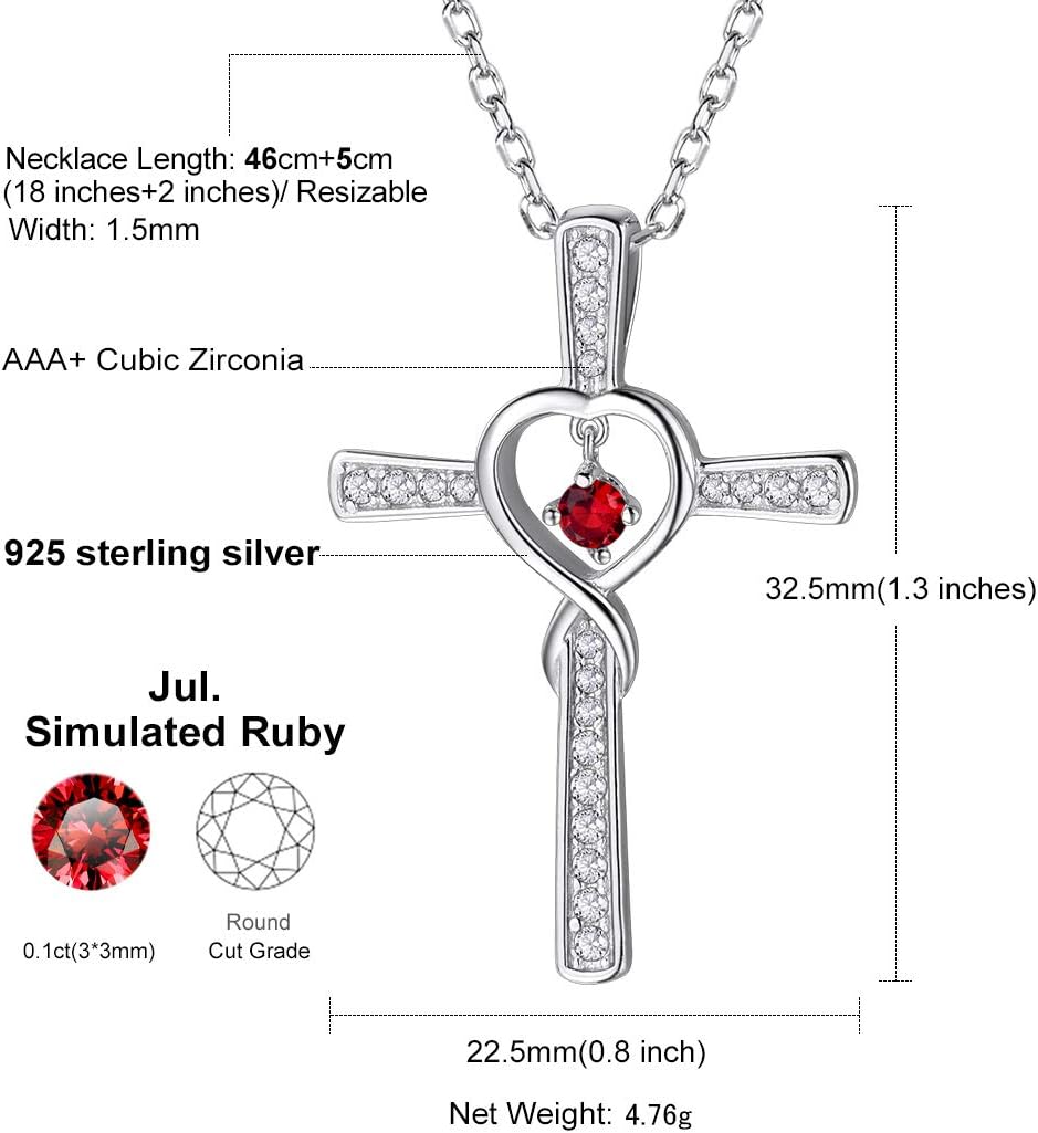 Suplight 925 Sterling Silver Birthstone Pearl Infinity Cross/Infinity Symbol Pendant Necklace for Women (with Gift Box)