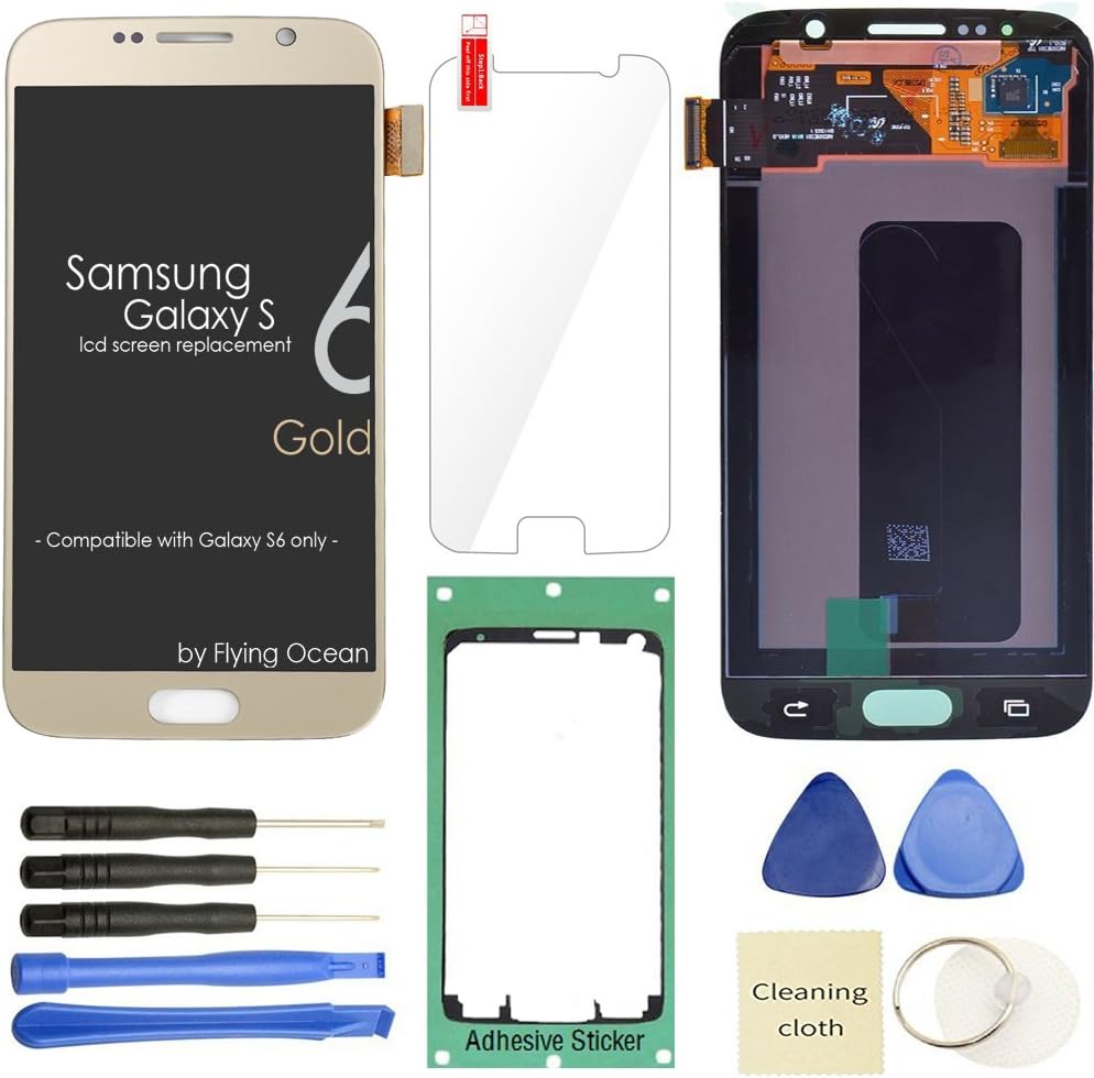 Samsung Galaxy S6 LCD Display Screen Replacement Touch Digitizer Assembly for G920 G920A G920P G920T G920V G920R4 G920F with Repair Tools and Screen Protector (Gold)