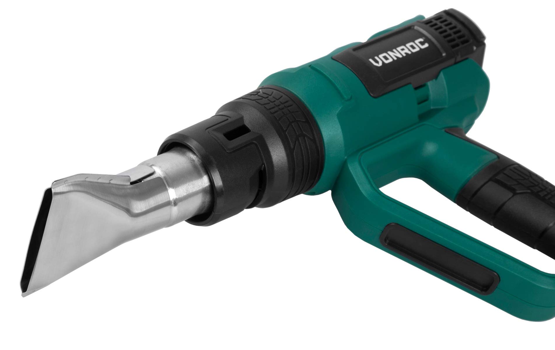 VONROC Heißluftpistole 2000W 60 Temperaturstufen 50-650°C 5 Gebläsestufen 250-500L/min mit Zubehör