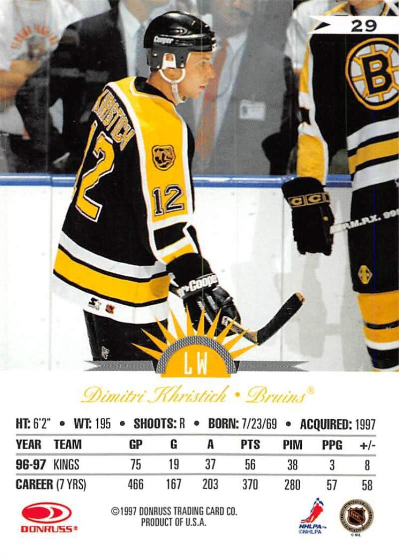 Amazon.com: 1997-98 Leaf Hockey #29 Dimitri Khristich Boston