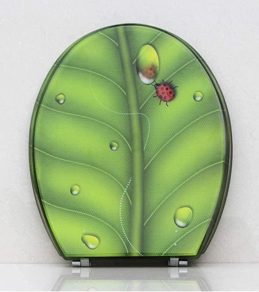Toilettensitz mit 3D-Blättern, langsam schließend, robuster Toilettendeckel aus Kunstharz für Badezimmer