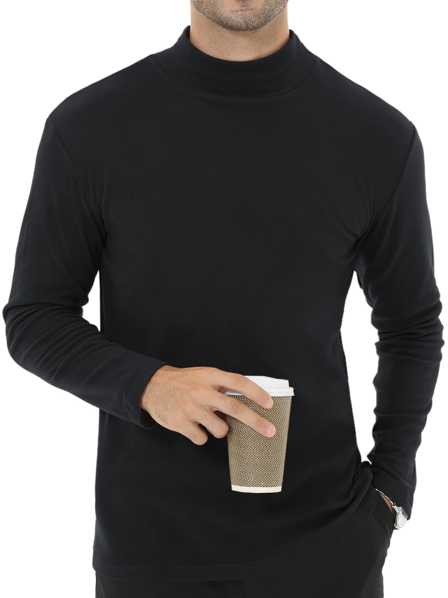 TyhengtaMen's Long Sleeve Top Turtleneck Fleece Undershirt Thermal Pullover Top Baselayer Winter Fleece Tops
