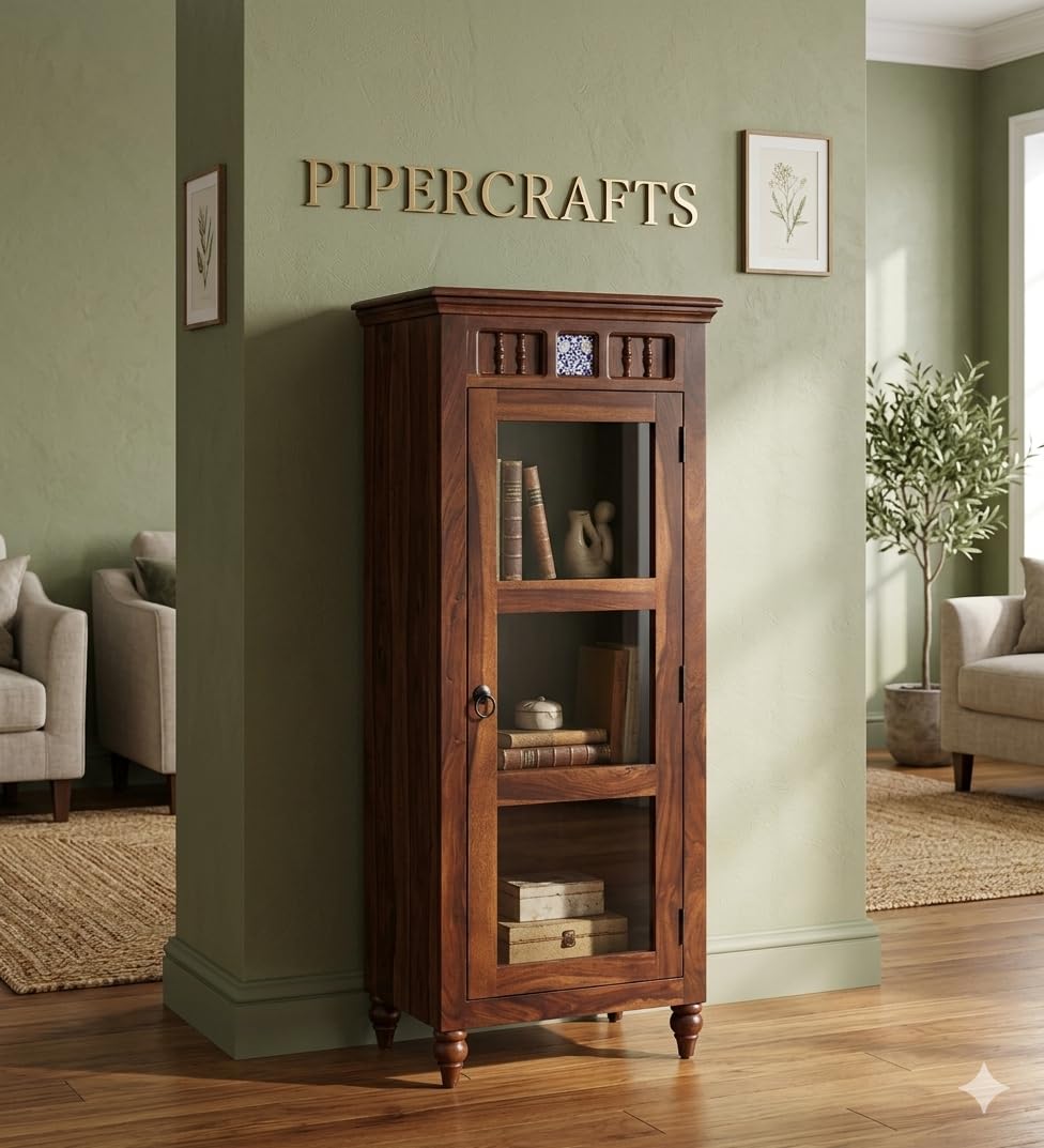PIPERCRAFTS Sheesham Wood Book Shelf - with Glass - Already Assembled - Bookshelf for Home - Book Rack for Study Room | Open Book Shelf for Office, Library, Bedroom, Living Room - Honey Finish-image-48