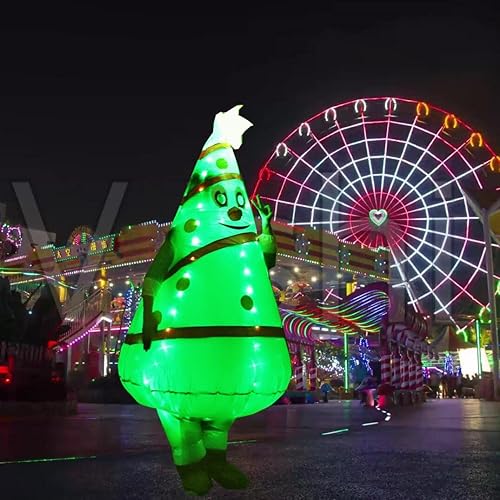 Miniatura 4 de Disfraz inflable de árbol de Navidad para adultos, disfraz inflable con luz LED para fiesta de Navidad (árbol de Navidad, adulto)