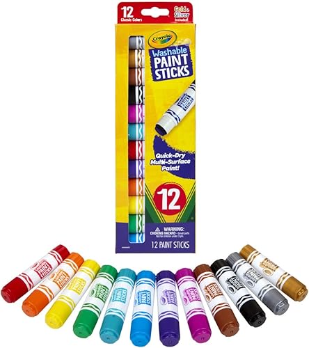 Miniatura 2 de Crayola Barras de pintura de secado rápido (12 quilates), juego de pintura lavable para niños, suministros de arte y manualidades, multisuperficie,