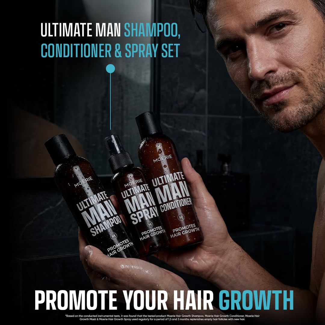 Moerie Men's Hair Boost Shampoo, Conditioner & Scalp Spray Set