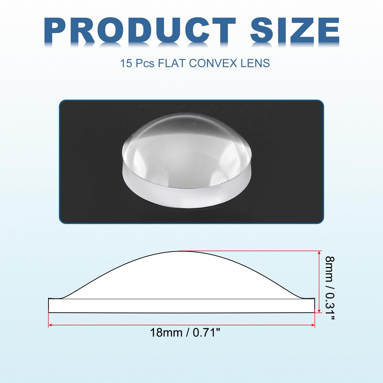 PATIKIL Diameter 18mm Flat Convex Lens - Image 2