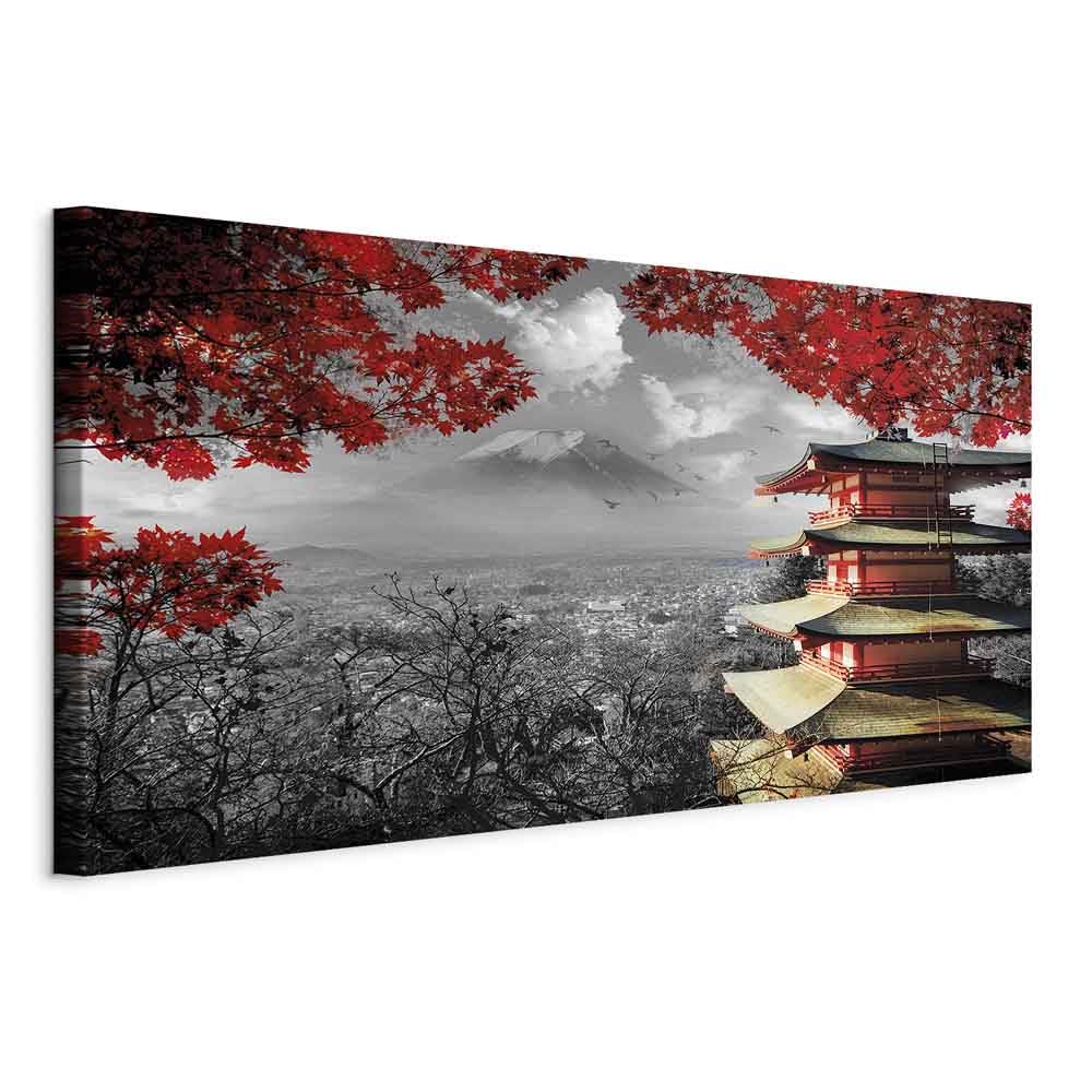 murando Cuadro en Lienzo Japon 120x60 cm 1 parte Impresión en Material Tejido no Tejido Impresión Artística Imagen Gráfica Decoracion de Pared Paisaje Rojo c-C-0241-b-a