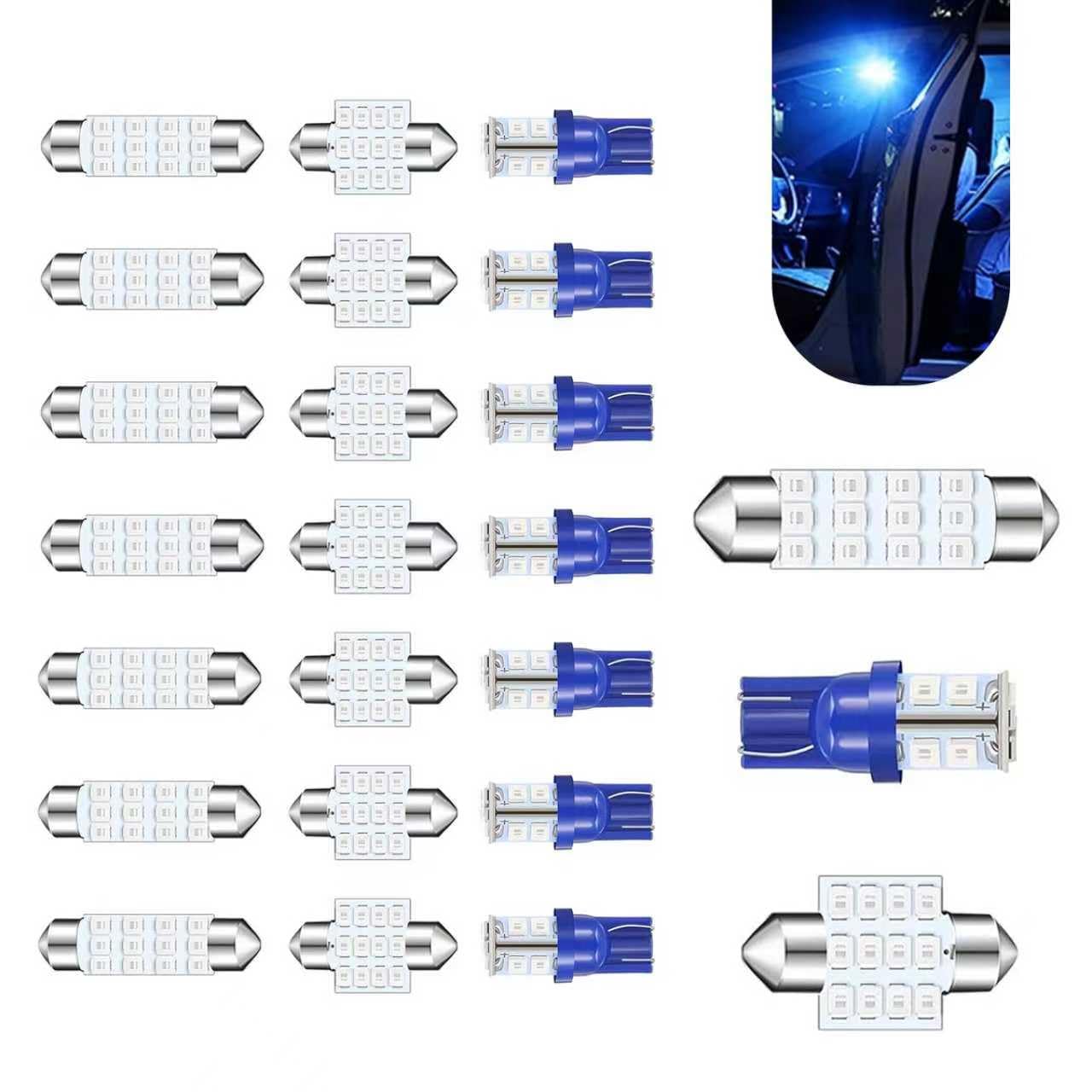 winterrock 24PCS Car Led Bulb, LED Interior Replacement Bulbs, T10 31 mm 42 mm High Brightness Dome Light Car Bulb Kit, Universal for Map Dome Trunk