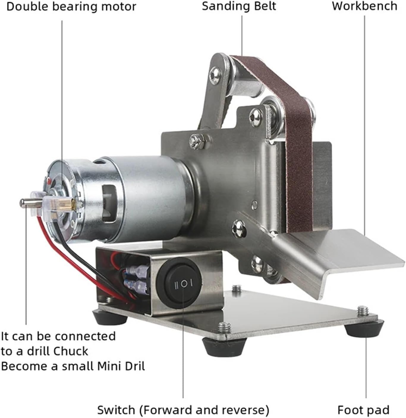 PUCHEN belt sander Mini Belt Grinding Machine Tool Sharpening Machine Sanding Grinding Electric Sander Home Diy Polishesr Machine (Color : 25mm Power), PUCHEN1234