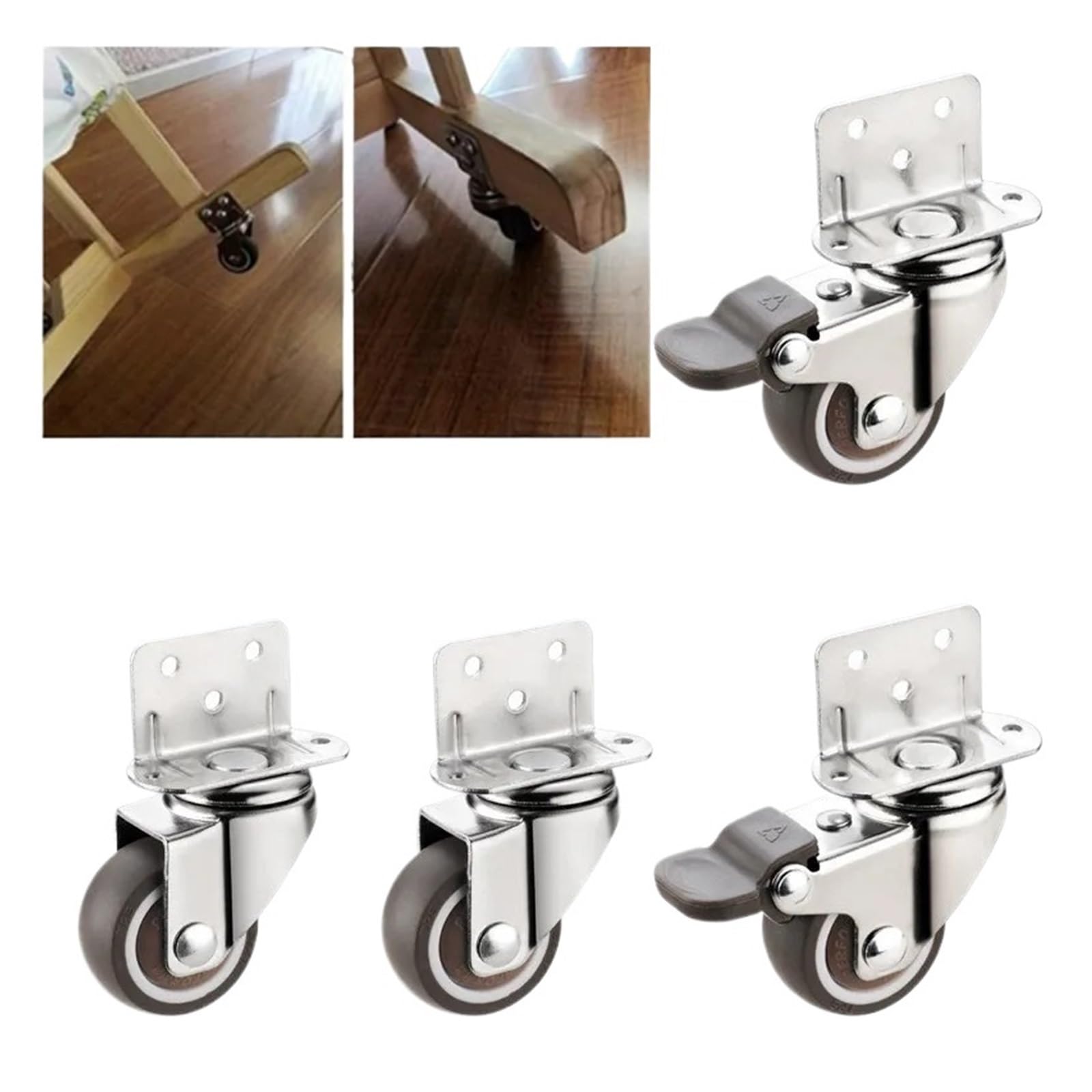 Ruedas giratorias silenciosas de 20 kg para Muebles, sillas y armarios. Goma Blanda de 3,8 cm (1,5 Pulgadas). Sin Freno. Rodamiento Suave y Duradero. Unidad Individual.