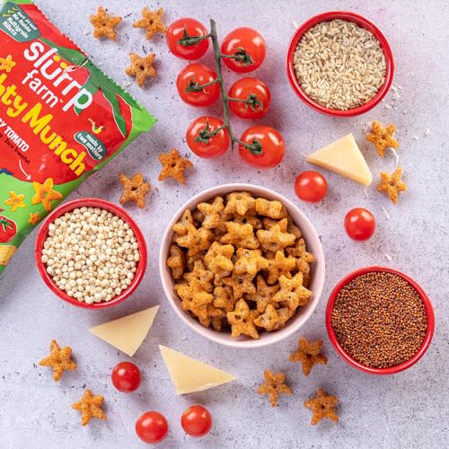 Image of Slurrp Farm Healthy Snacks for Kids | Mighty Puff Tangy Tomato| Not Fried, No Maida | Snack for School Tiffin and Travel-Friendly | 8X 20g Each