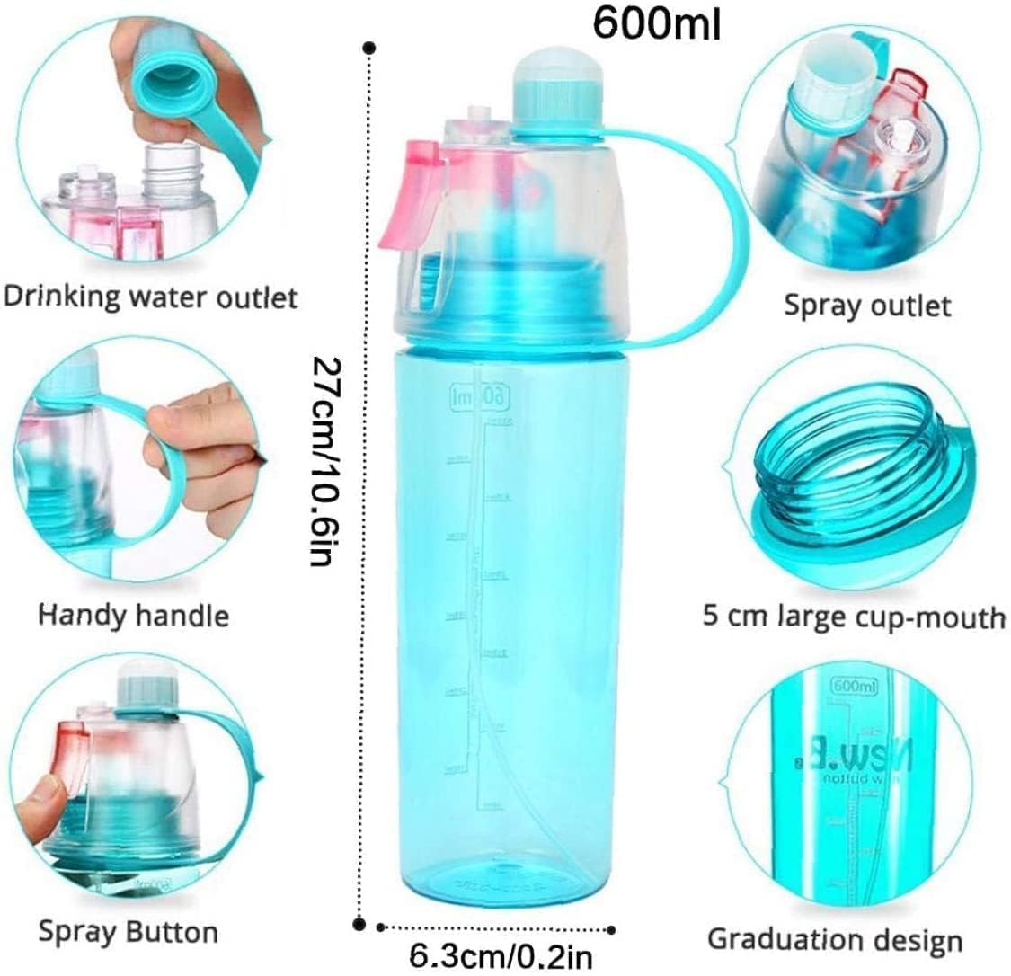 PATTAR Plastic Water Spray Bottle 2 in 1 Drink and Mist Water Bottle, Sports Spray Water Bottle Straw Outdoor Bicycle Water Spray Bottle Sippers 600 ML (Multicolor) 1