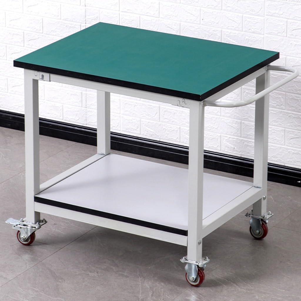 Carrello Multiuso in Acciaio Inox con Ruote bloccabili - Carrello a 2 Ripiani Resistente per Magazzino, Garage e Pulizie - Soluzione di stoccaggio Durevole 60x60x75 cm