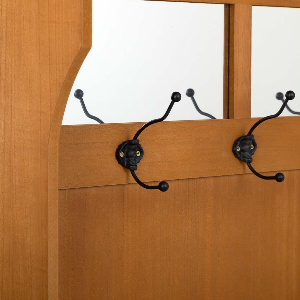 WANDERLUST DECO Recibidor perchero de Madera con banqueta Marron 92x39,5x184