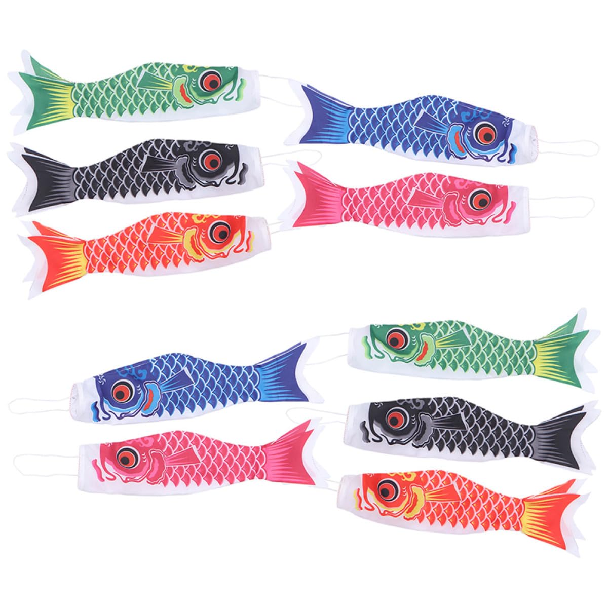 Drapeaux Carpe Japonerie x10 pour Jardin et Cour en Tissu Résistant