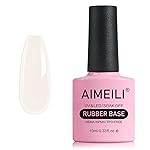 AIMEILI Hema Free Rubber Base Gel For Nails, Soak Off U V LED Clear Sheer Gel Nail Polish, 4 in 1 Nail Strengthen/Enhance/Base Coat/Color - (434) 10ml