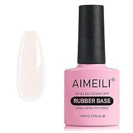 AIMEILI Hema Free Rubber Base Gel For Nails, Soak Off U V LED Clear Sheer Gel Nail Polish, 4 in 1 Nail Strengthen/Enhance/Base Coat/Color - (434) 10ml