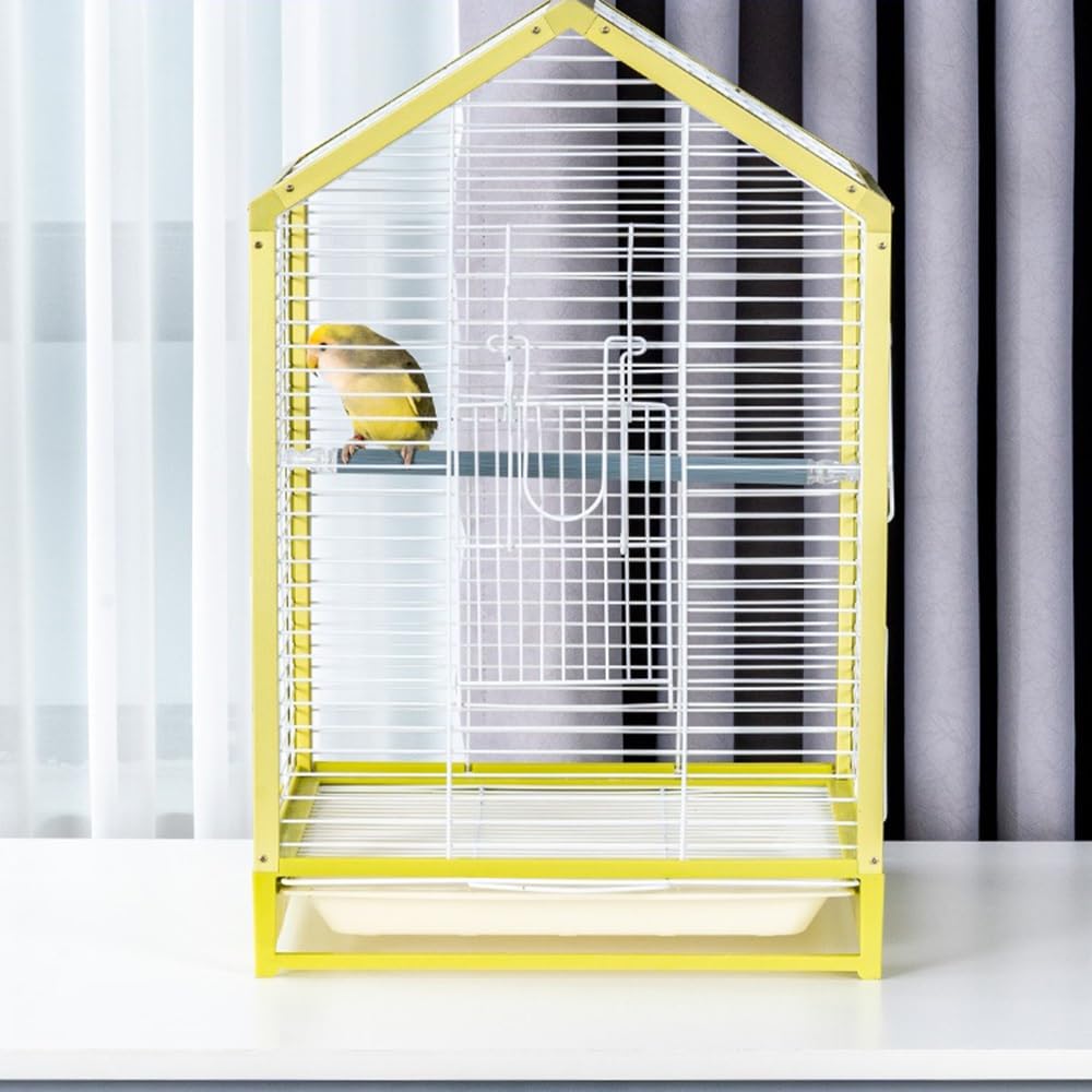 Jaulas para pájaros Jaula for pájaros con Forma de casa, Bandeja con asa, Puertos expandibles, fácil de Mover, Limpia y Decorativa, for Mascotas. Jaula de Vuelo