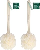 EcoTools EcoPouf Long Handle Bath Brush 2-Pack: Recycled Loofah for Gentle Exfoliation, Eco-Friendly Back Scrubber for Shower & Bath