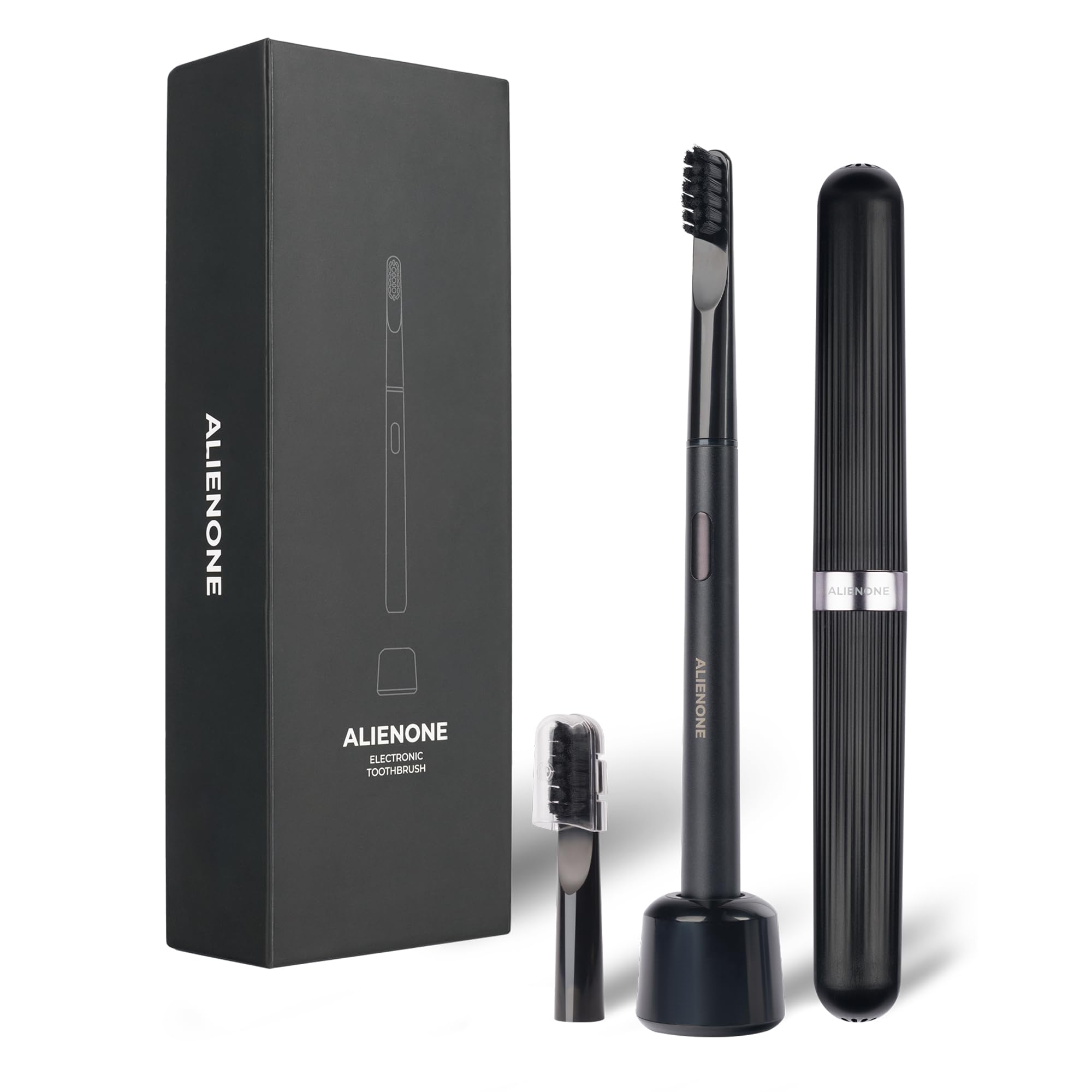 ALIENONE Ultra Slim Sonic Electric Toothbrush - Smart Pressure Sensor for Sensitive Teeth & Gums, 32,000 Vibrations, IPX6 Waterproof Aluminum Body, 45