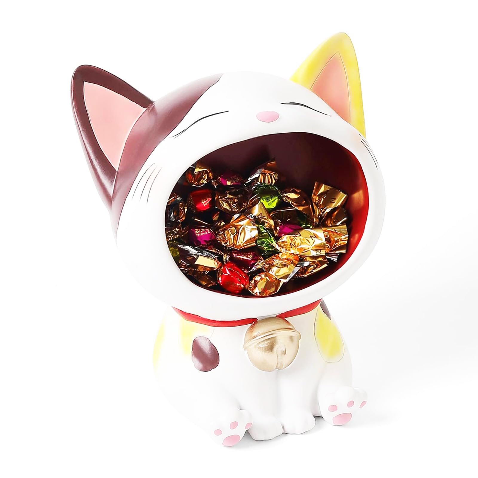 YXCQHZM Cute Cat Statue Ornament Storage,Modern Resin Art Sculpture Desktop Storage, Laughing Cat Collectible Figurines Art Home Decoration (B)