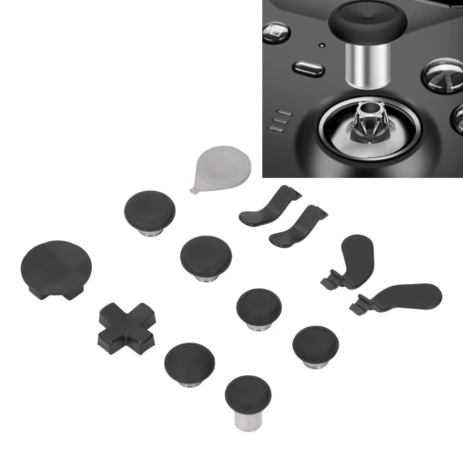 Jopwkuin Paquete de Componentes de Controlador de Juego Negro para Controller Series 2, Juego de Repuesto de Palancas Magnéticas y Paletas, Ideal para Jugadores Profesionales, Acero Inoxidable