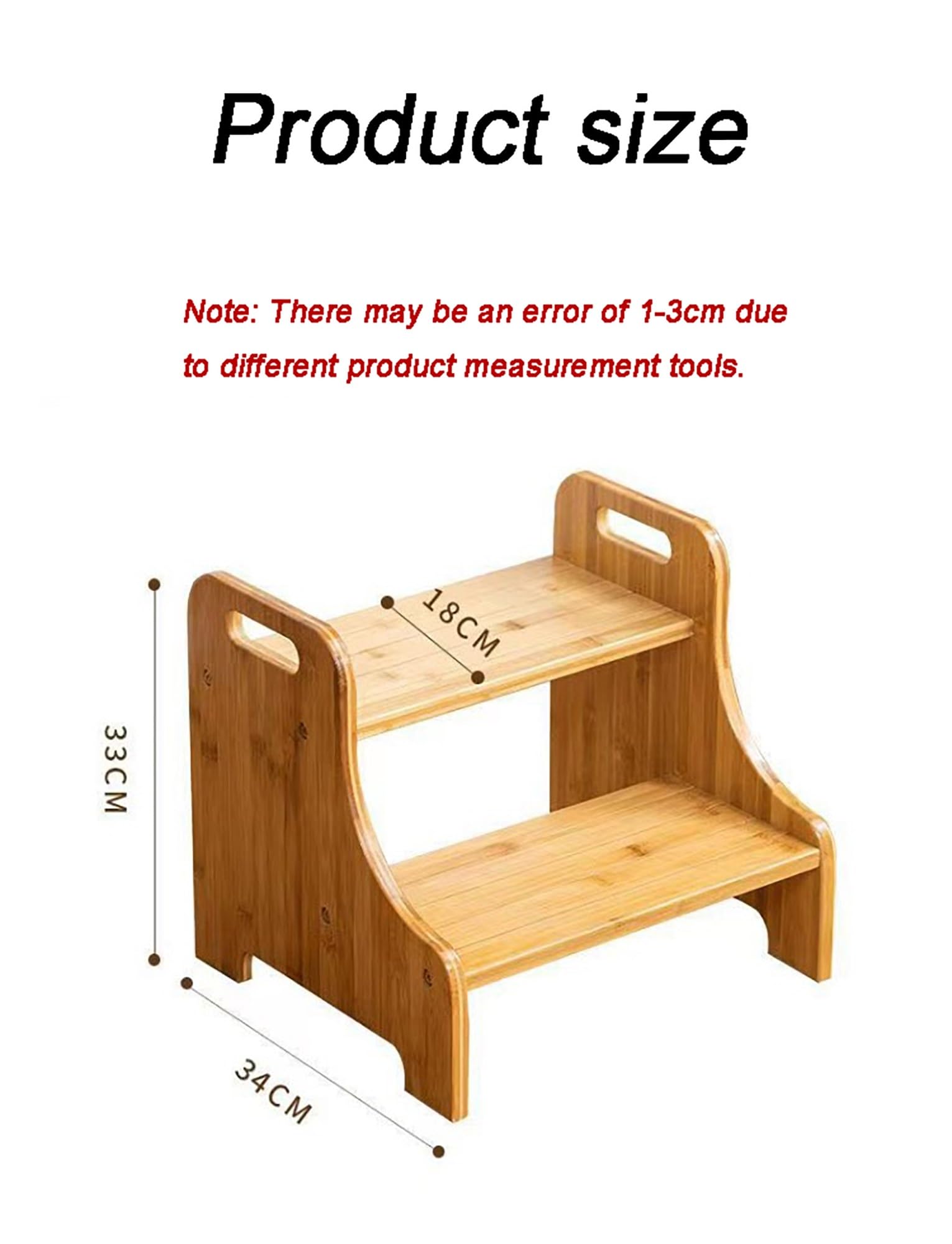 Taburete de madera, diseño de dos escalones con almohadillas antideslizantes, doble altura para baño y cocina