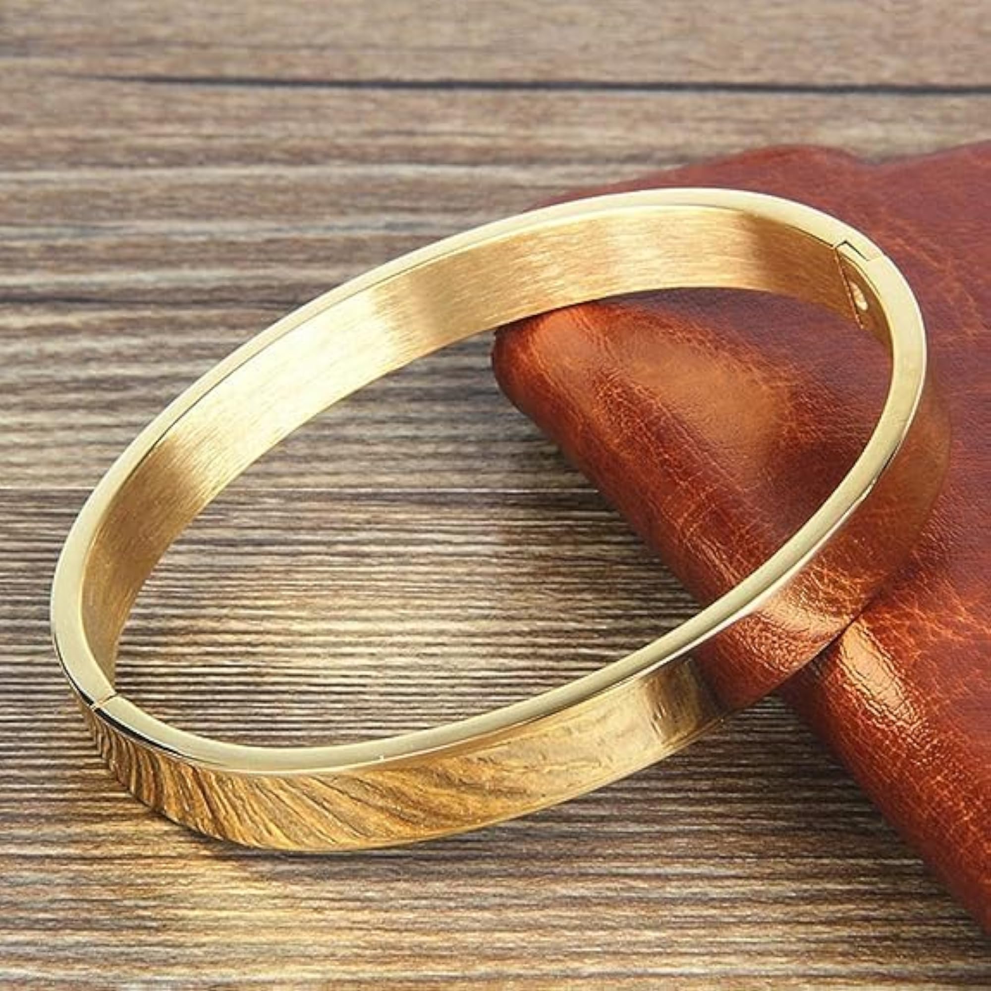 Stainless Steel Gold Kada Bracelet for Men & Boys