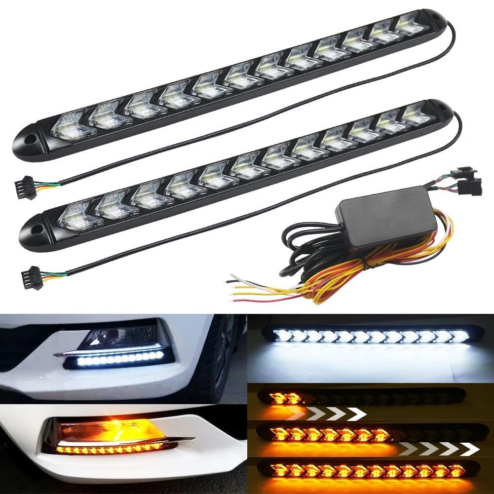 Luces Giro Indicadoras Tira Luces Led Conducción Diurna Para Coche 2 Uds 12V Impermeable Secuencial Flexible Flecha Amarilla Señal Giro Luz Advertencia Seguridad Indicadoras Giro Dinámicas ( Size : Re