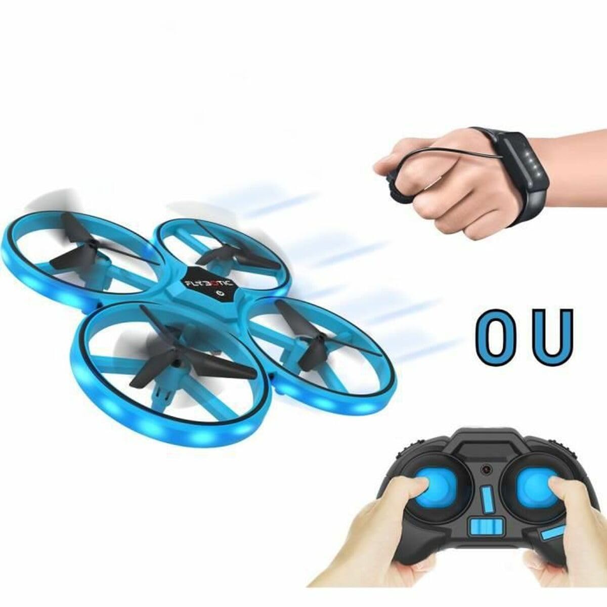 FLYBOTIC - Blinkende Drohne Fernbedienung Leuchtende LED - Doppelfernbedienung-360 ° Blinken - Reichweite 30 Meter - Spielzeug für Kinder - Spielzeug für Kinder und Erwachsene ab 8 Jahren