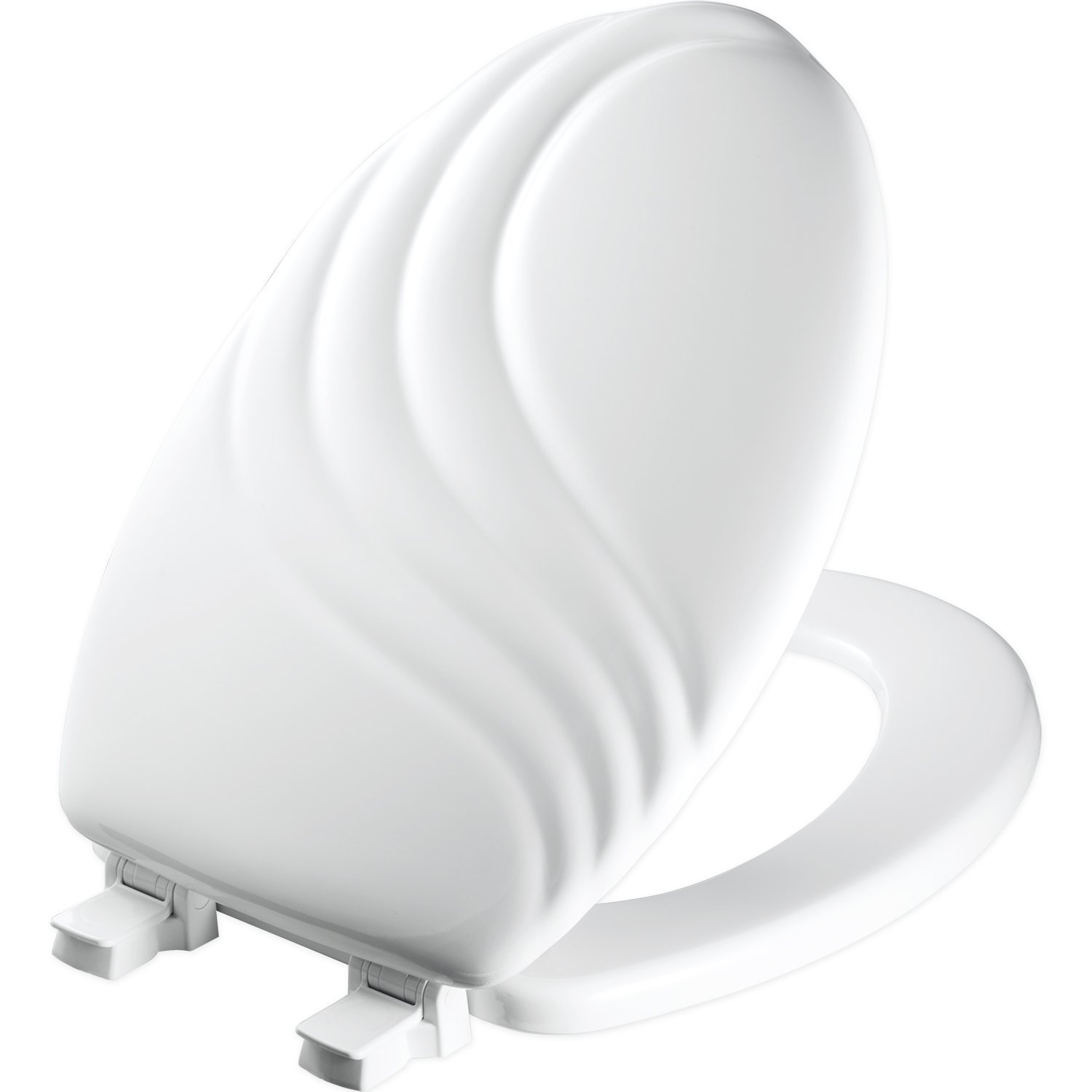 Mayfair 127ECA 000 Sculptured Swirl Toilet Seat Will Never Loosen and Easily Remove, White, Elongated โ image 1