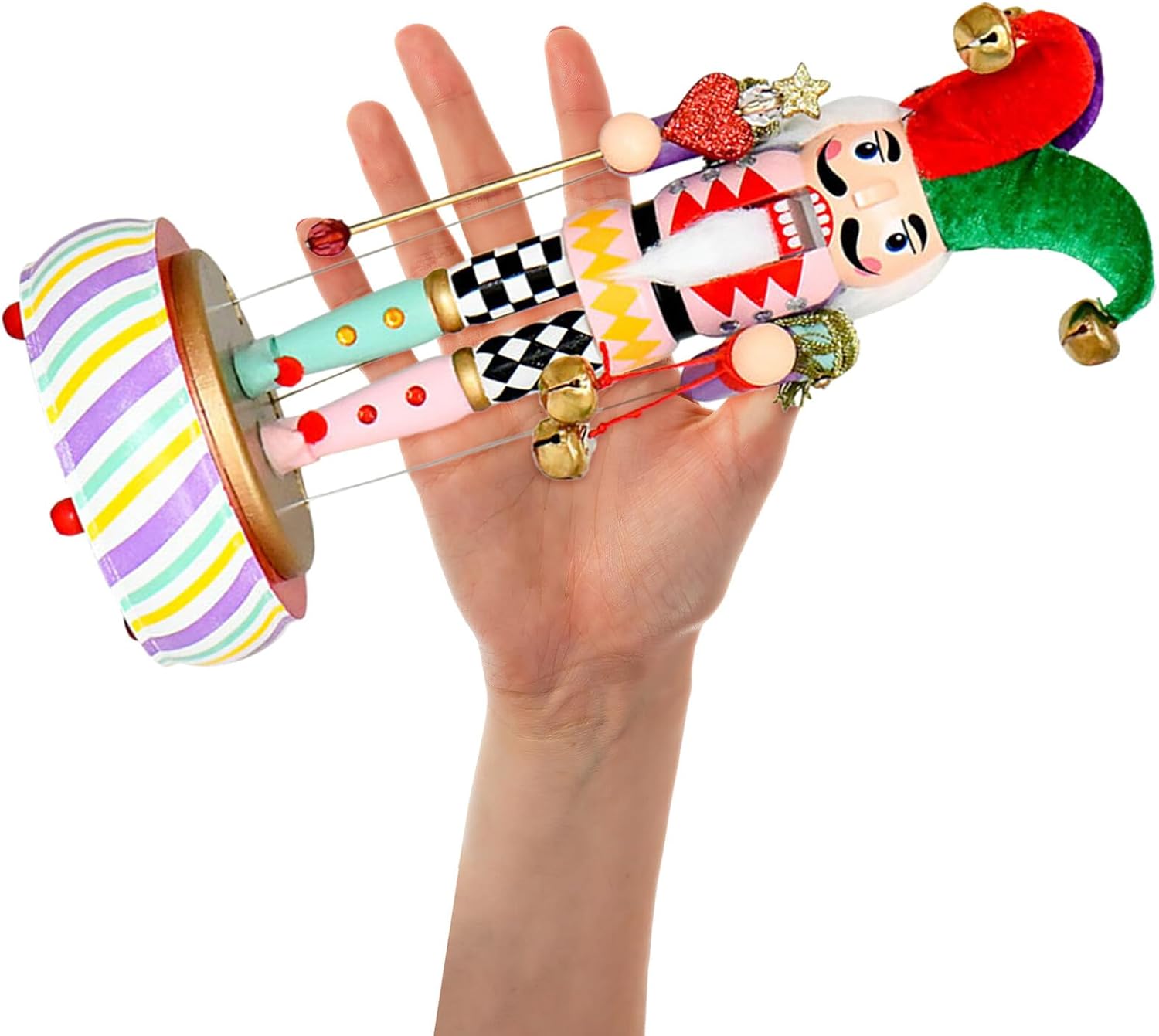 Kichvoe Christmas Nutcracker Music Box with Wooden Round Base, Traditional Nutcracker Soldier Figurine, Musical Box Decor for Holiday Home and Festive Table Centerpiece