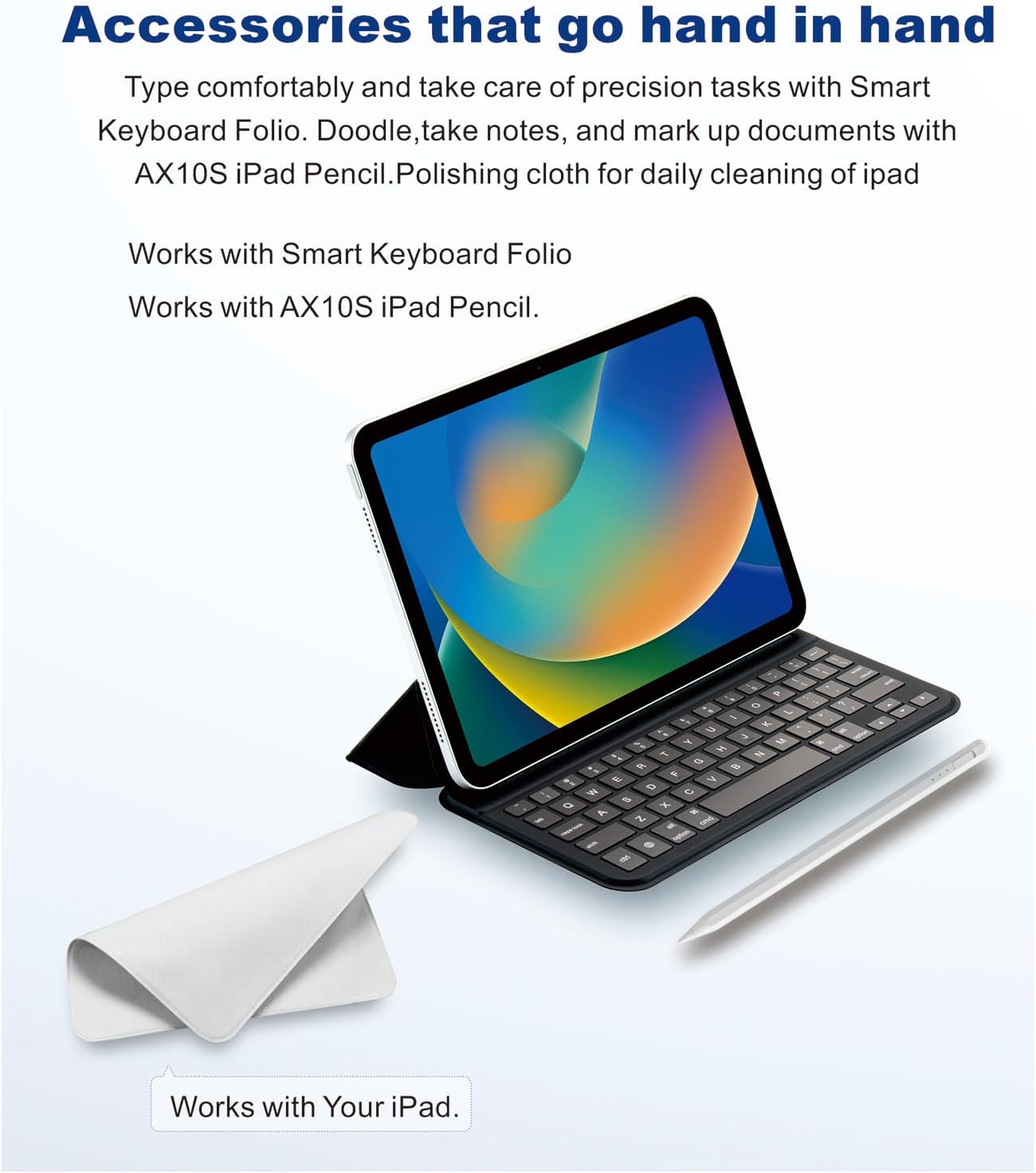 Milikilo Smart Keyboard with Pencil for iPad (A16 and 10th Generation), Portable Tablet Intelligent Carrying Foldable Ultra-Slim Keyboard with 64 Keys for iPad 10th Generation 2022 & 11th（2025）