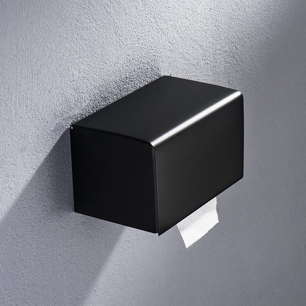 Cabilock Porta Fazzoletti Design Salvaspazio da Parete in Acciaio Inossidabile Nero Resistente alla Ruggine e Contenitore per Bagno