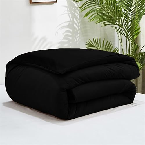 Miniatura 116 de Luxlovery - Juego de edredón azul neblina, tamaño matrimonial, minimalista, azul polvoriento, edredones de algodón suaves y transpirables, azul