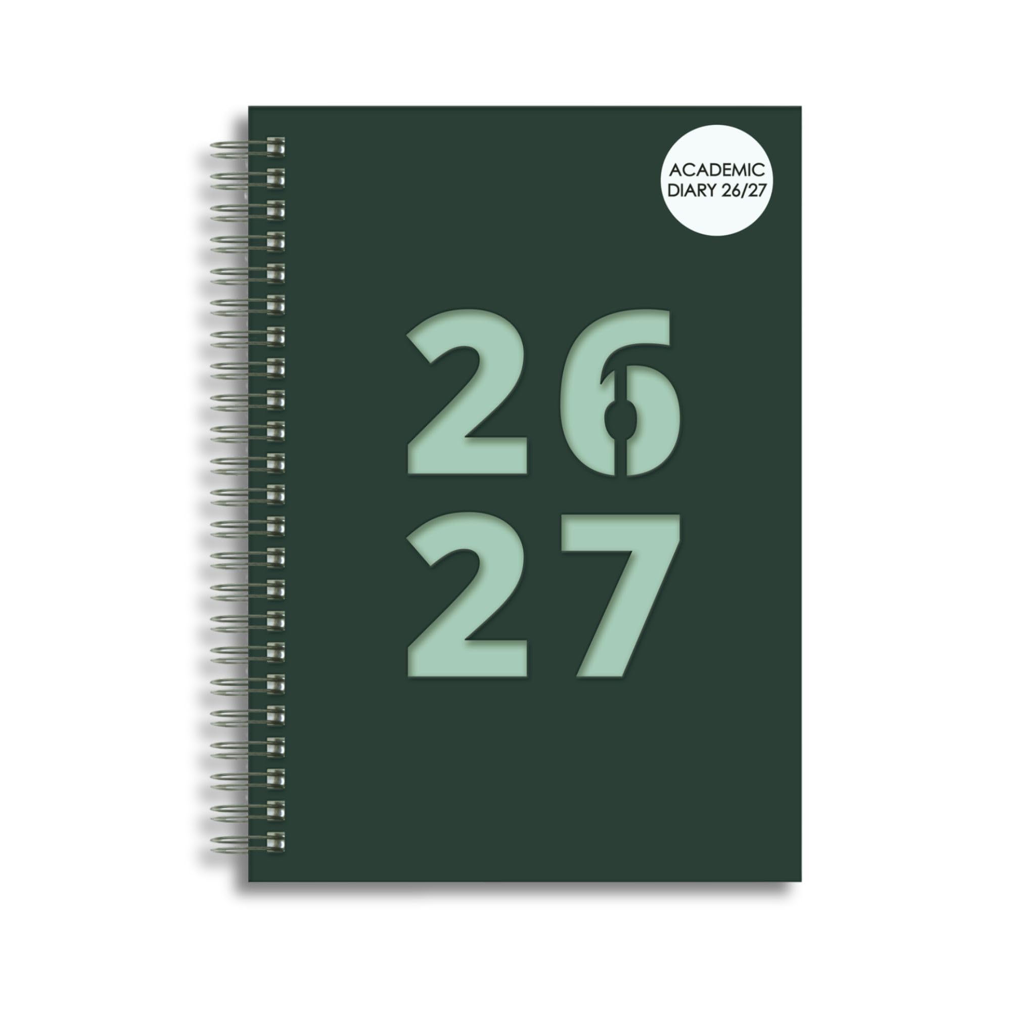 2026 2027 Academic Week To View Diary - A5 Spiral Bound Student Planner - Grey Flexible Plastic Cover & Pastel Blue Inlay - Academic Teacher Organiser Daily Planner