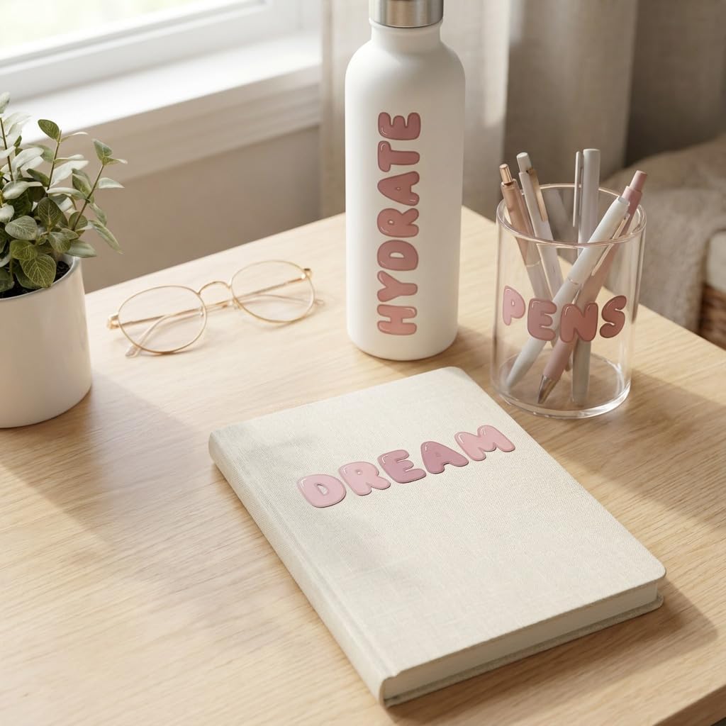 Neutral Rose Balloon Sticker Collection - 1.25" Tall in 5 Curated Shades: Rose, Blush, Clay, Mauve, Taupe - Self-Adhesive Vinyl with Over 700 Pieces