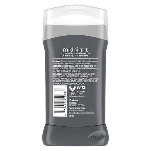 Unilever DOVE MEN + CARE Aluminum‑Free Deodorant Stick for Men, Bergamot & White Amber Mood Boosting Scent, 72h Odor Protection, 3 oz