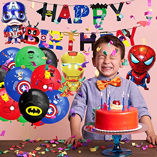 DWTECH Superheld Avengers Feestdecoratie 28 stuks ballonnen met 4 stuks grote folie ballonnen, 1 Happy Birthday banner… - Image 5