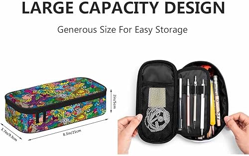 Miniatura 2 de Yekiua Animales Doodle Estuche Organizador Lindo Dibujos Animados Divertidos Cómics Libro Universitario Oficina Gran Capacidad Lápiz Bolsa Colorido