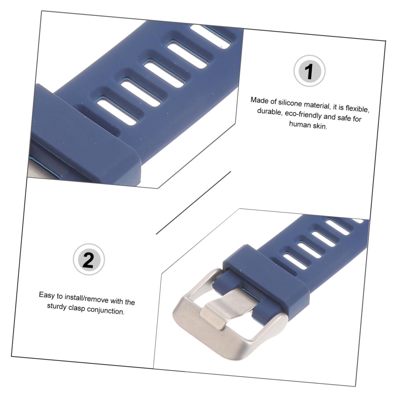 Mobestech Bracelet de Montre Connectée en Silicone pour Tracker Hr Bracelet de Montre de Rechange Unisexe Dégagement Rapide Texture Douce Bleu Nuit pour Sport Voyage Travail