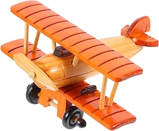 IMIKEYA Wooden Vintage Airplane: Wooden Airplane Mini Small Retro Model Plane Model Ornament Home Desktop Wood Crafts Home Room Decor