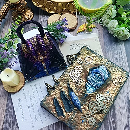 Dragon Epoxy Resin Silicone Molds Set Scales Skin Eyes Claws Dorsal Fins For Fondant Cake Decoration, Chocolate, Polymer Clay Crafting 4-Bundle 13-Cavity 0.3-5Inch #TOP5