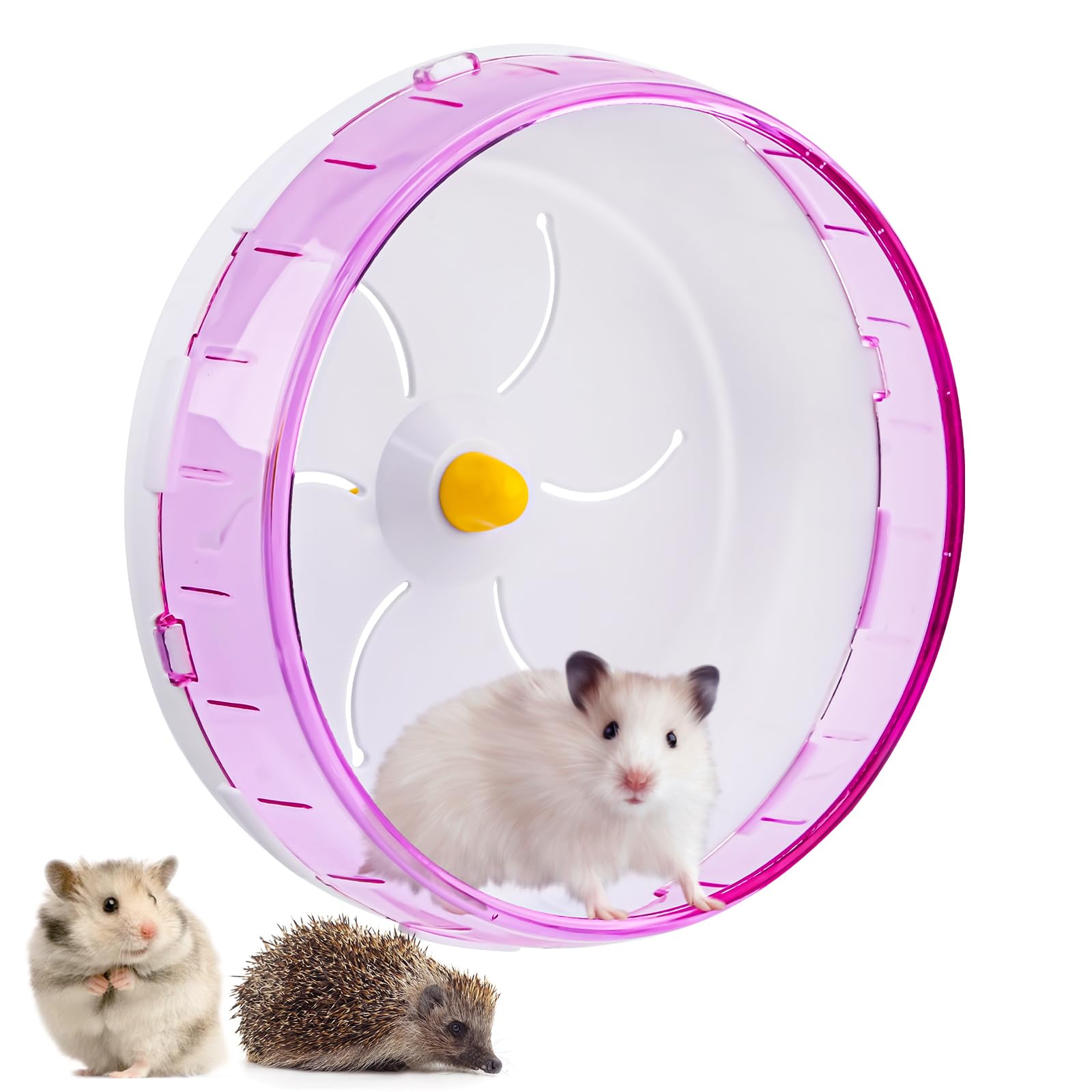 WuGU Rueda Hamster Silenciosa, Ø21cm Rueda para Hámster, Juguete de Hámster Interactivo, Rueda de Ejercicio para Mascotas, para Hamster Gerbil Conejillo de Indias(Púrpura)