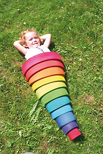 VIGEIYA 18Pcs Wooden Rainbow Stacking Toy Color Sorting Toys Large Stacker Building Blocks for Kids Toddlers (Large) - Thumbnail 6