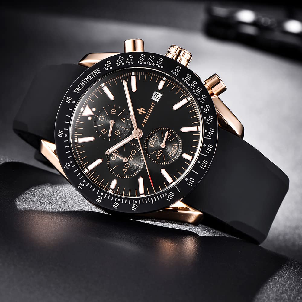 BENYAR - Stylish Wrist Watch for Men, Silicone Strap Watches, Perfect Quartz Movement, Waterproof and Scratch Resistant, Analog Chronograph Business Watches