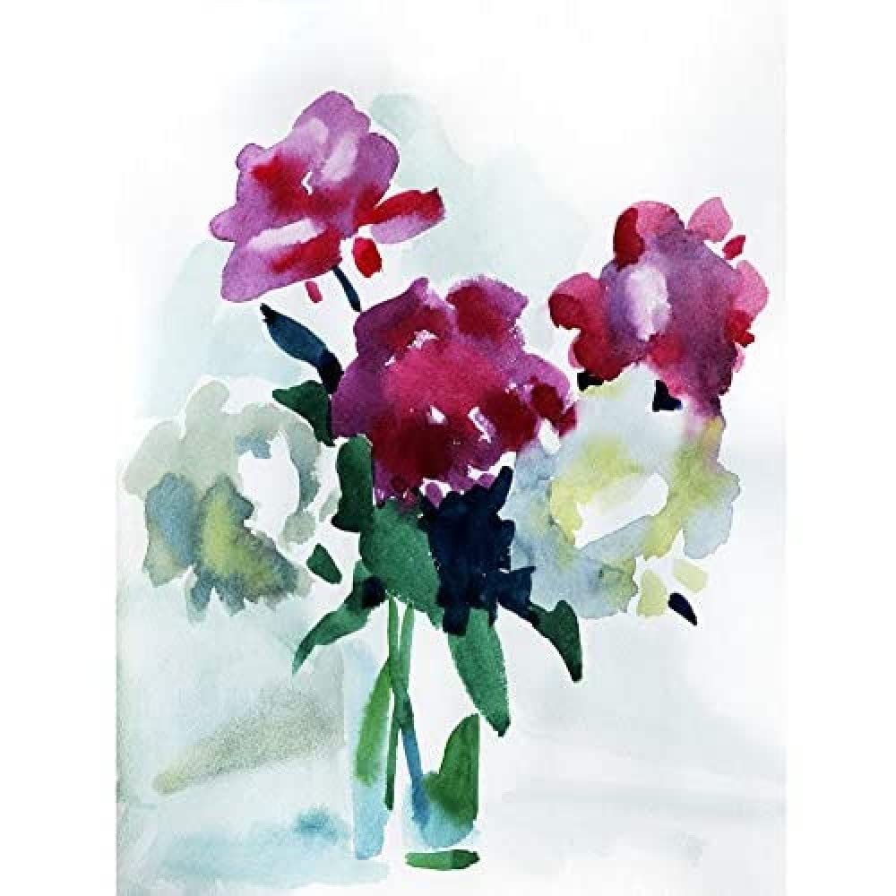 Wee Blue Coo Flower Watercolour Peonies Unframed Art Print Poster Wall Decor 12x16 inch